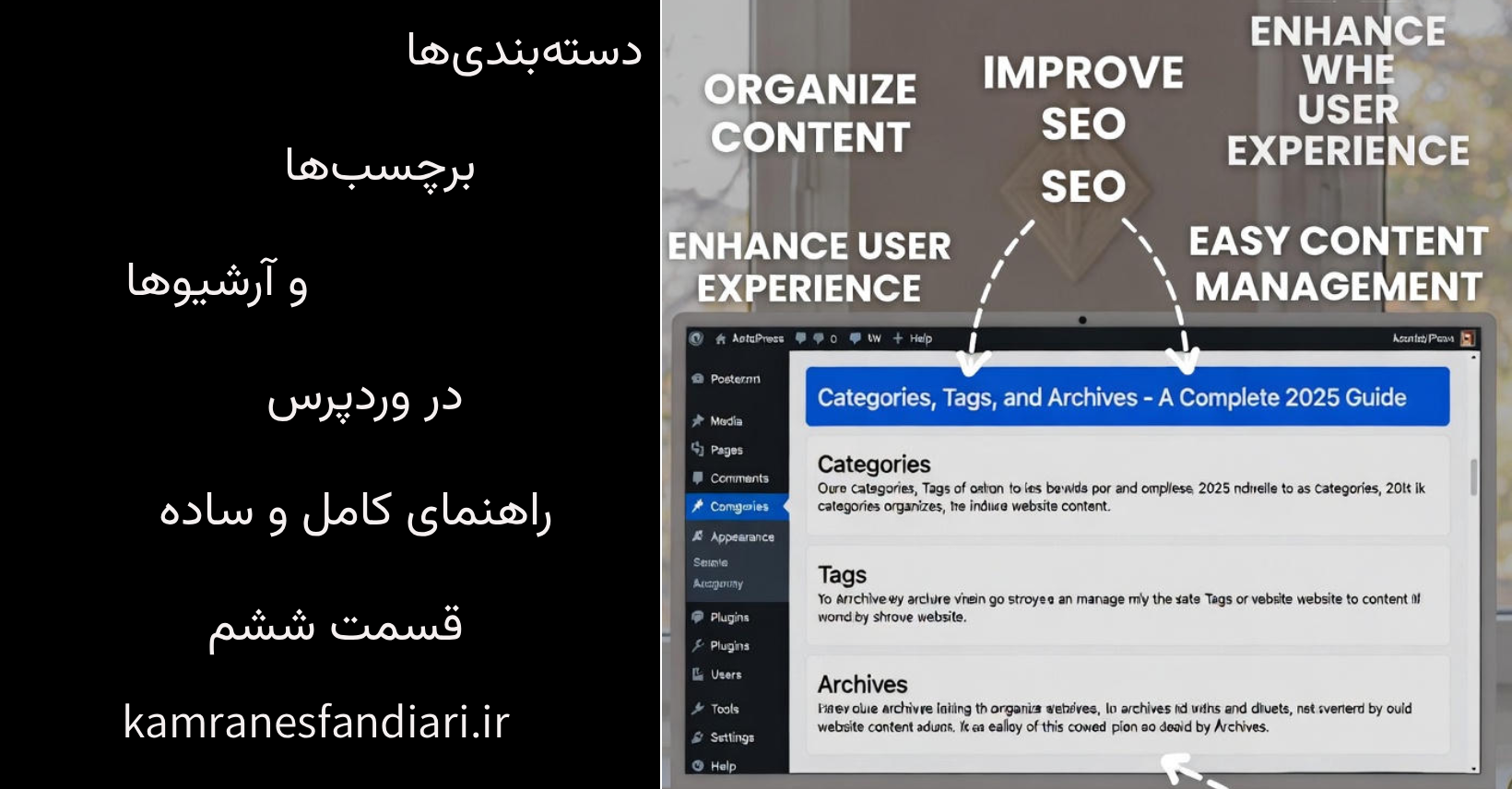 دسته‌بندی‌ها، برچسب‌ها و آرشیوها در وردپرس – راهنمای کامل و ساده-قسمت ششم